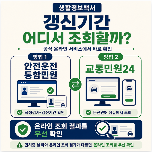 운전면허 갱신기간을 안전운전 통합민원에서 확인하는 방법을 설명한 이미지