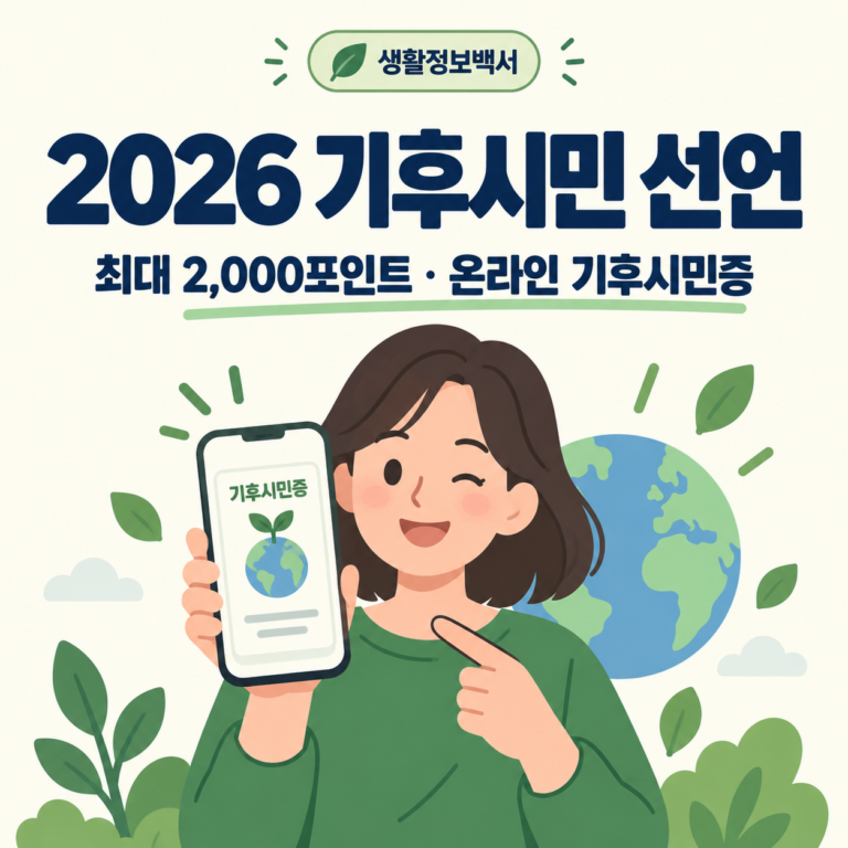 2026 기후시민 선언 최대 2000포인트와 기후시민증