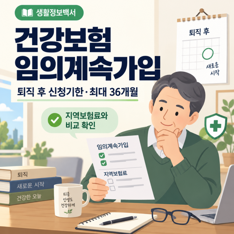 건강보험 임의계속가입 퇴직 후 신청기한과 최대 36개월