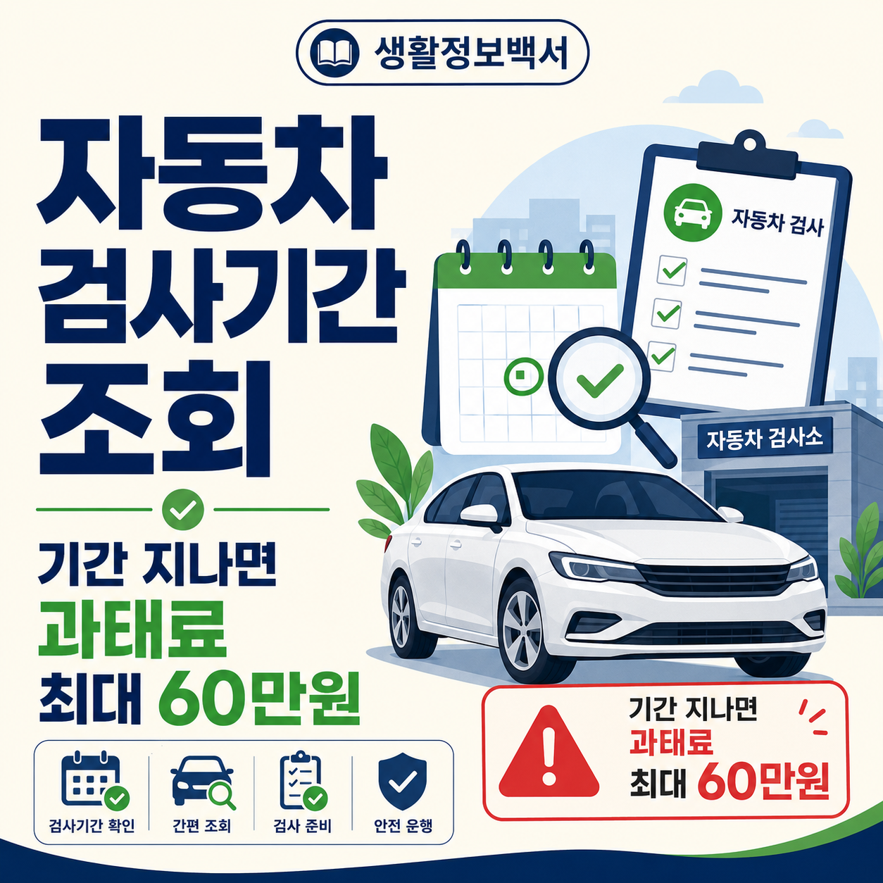 자동차 검사기간 조회방법과 검사 지연 과태료 최대 60만원 안내