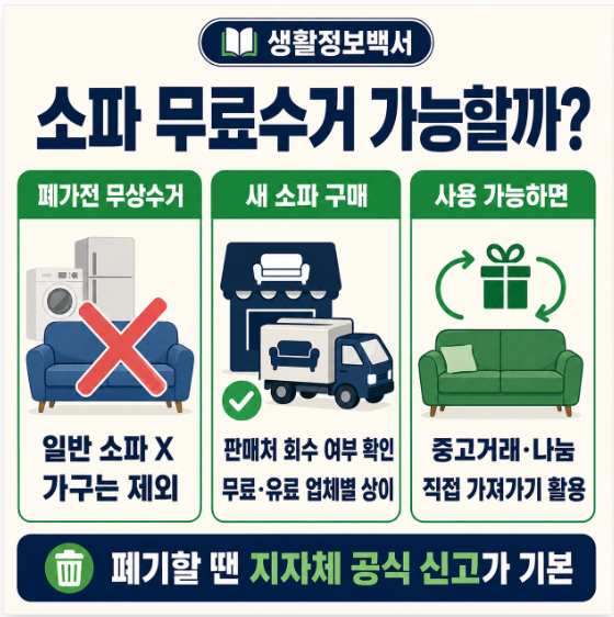 소파 무료수거 가능 여부와 처리방법