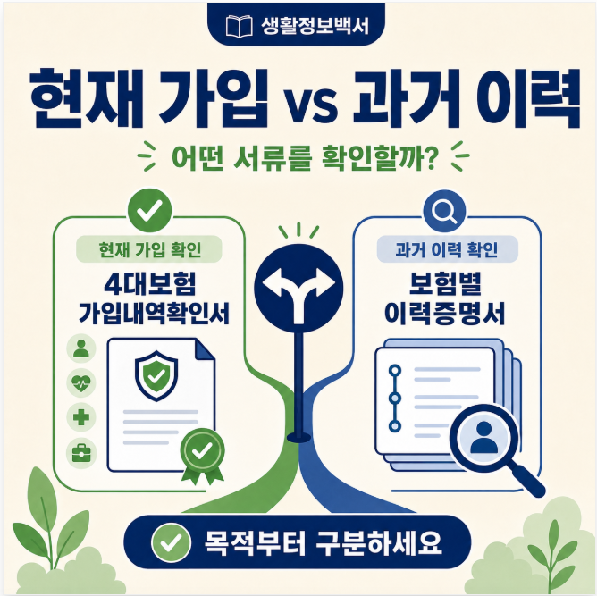 4대보험 현재 가입내역과 과거 가입이력 서류 차이