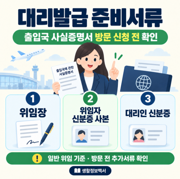 출입국 사실증명서 대리발급 위임장과 방문 준비서류