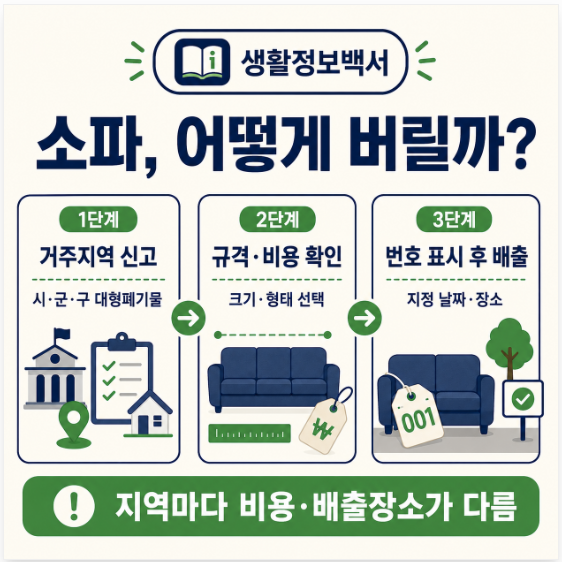 소파 대형폐기물 신고 배출 3단계